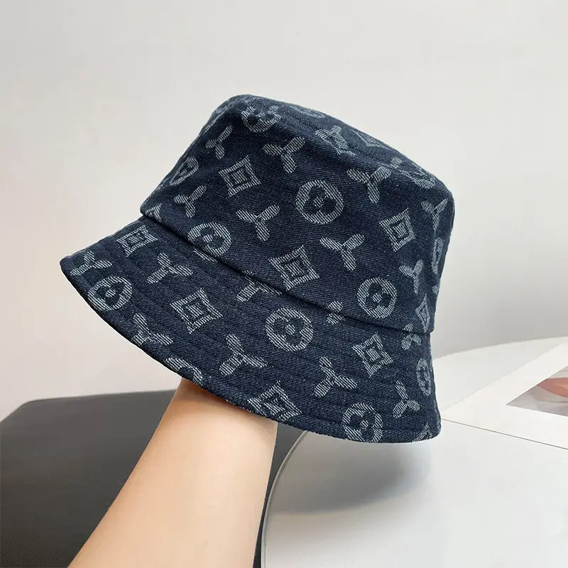 Fisherman's Hat, Fashionable Temperament, Fragrant Feng Shui Bucket Hat, Eye-Catching Face, Small Washed Pattern Denim Hat