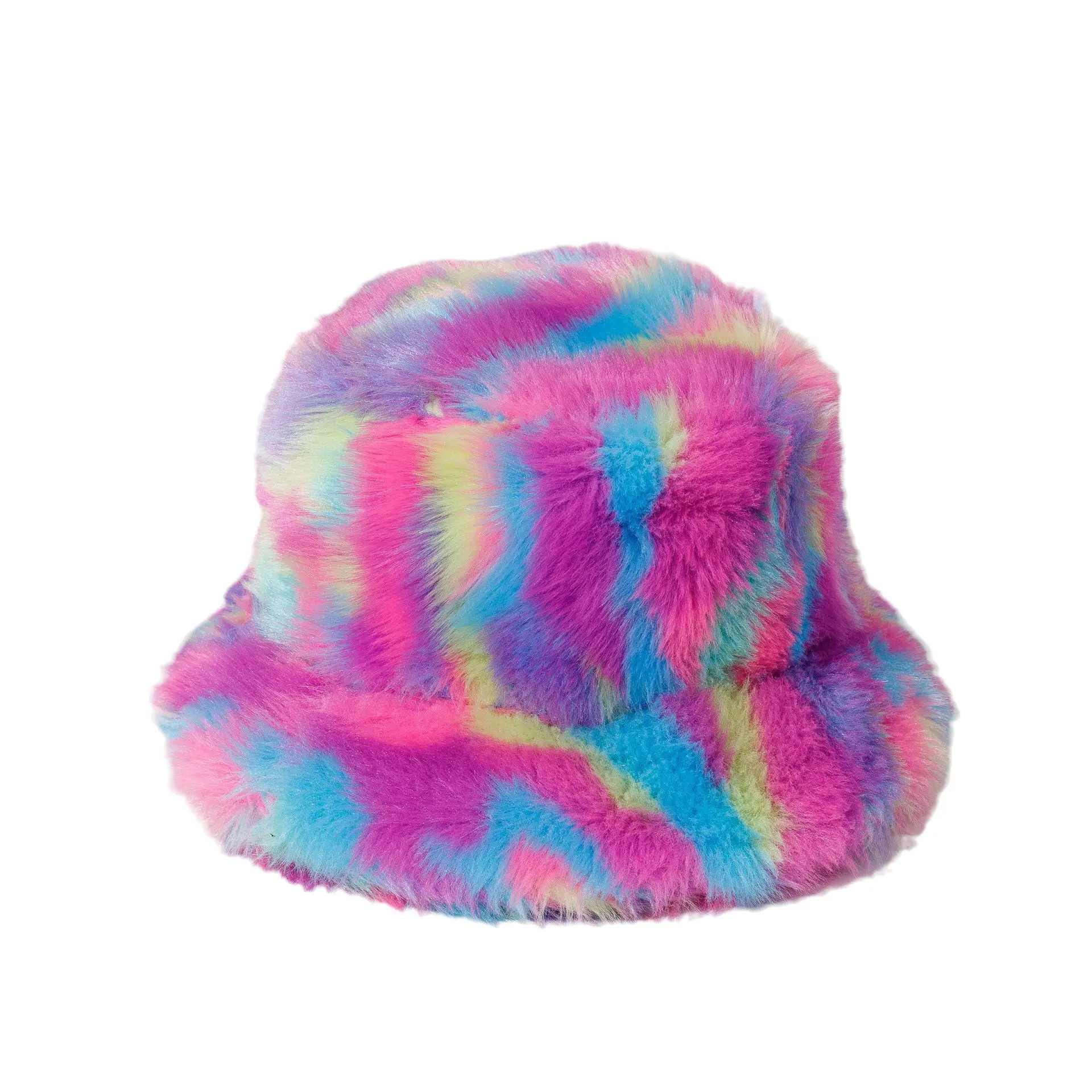 Autumn and Winter New Tie Dyed Hat Warm Hat Trend Fashion Gradient Color Thickened Plush Fisherman Hat Women's Basin Hat