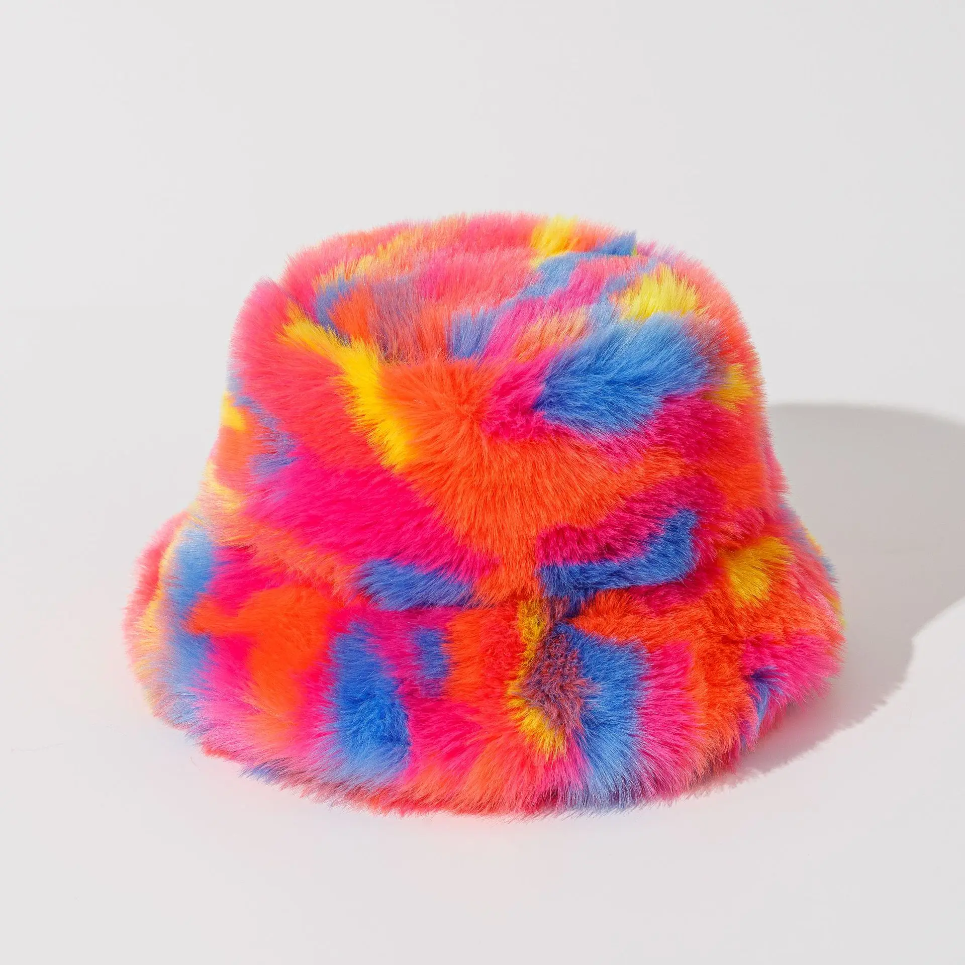 Autumn and Winter New Tie Dyed Hat Warm Hat Trend Fashion Gradient Color Thickened Plush Fisherman Hat Women's Basin Hat
