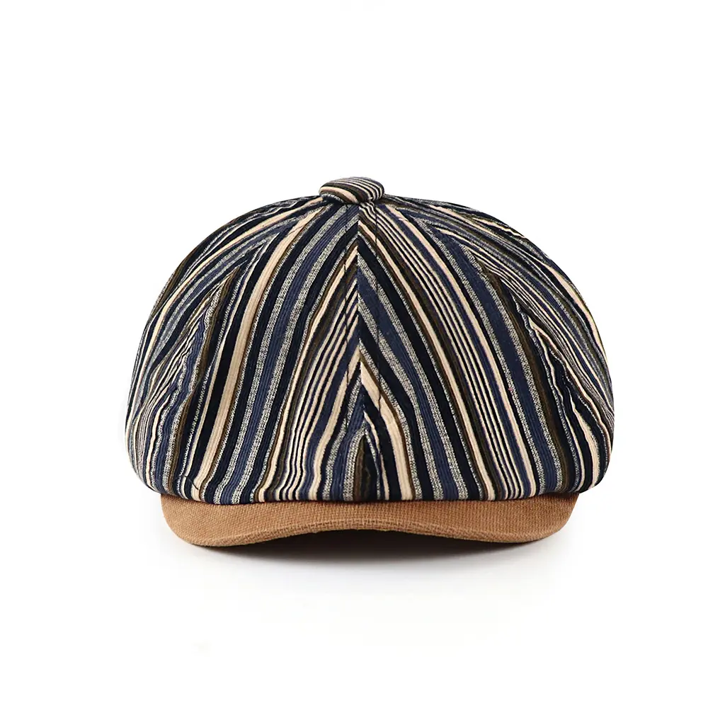 2023 New Striped Newsboy Cap For Men Soft Cotton Octagonal Hat Fashion Autumn Hats Women Bone Boinas Gatsby Caps Street Male Hat
