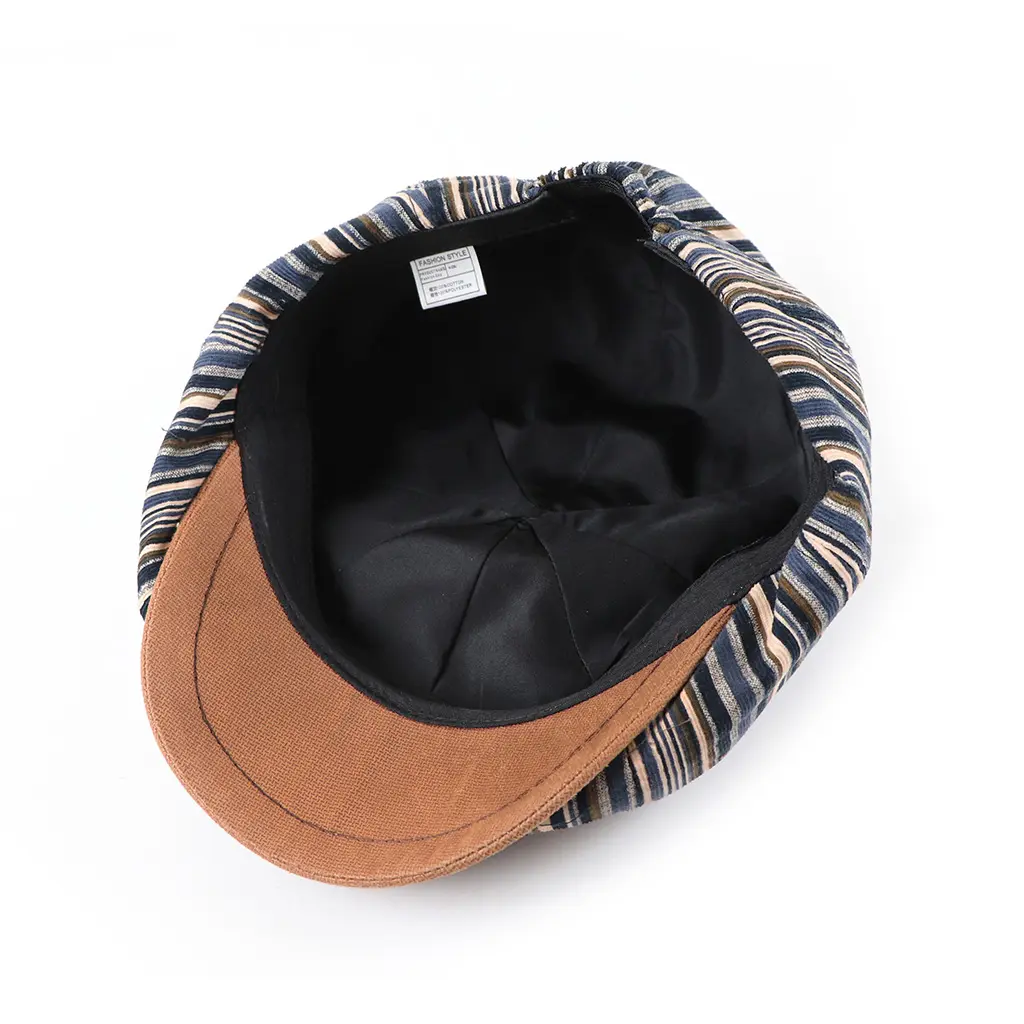 2023 New Striped Newsboy Cap For Men Soft Cotton Octagonal Hat Fashion Autumn Hats Women Bone Boinas Gatsby Caps Street Male Hat