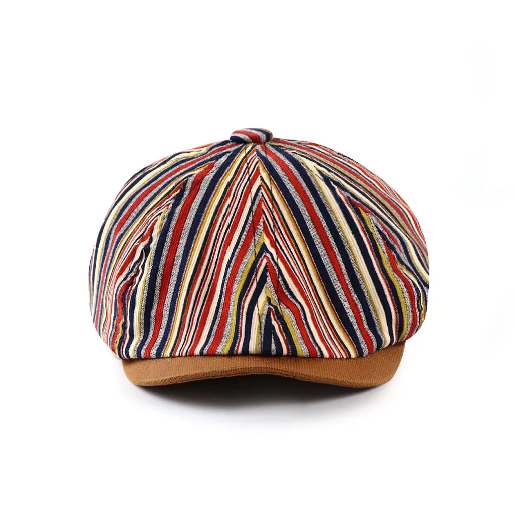 2023 New Striped Newsboy Cap For Men Soft Cotton Octagonal Hat Fashion Autumn Hats Women Bone Boinas Gatsby Caps Street Male Hat