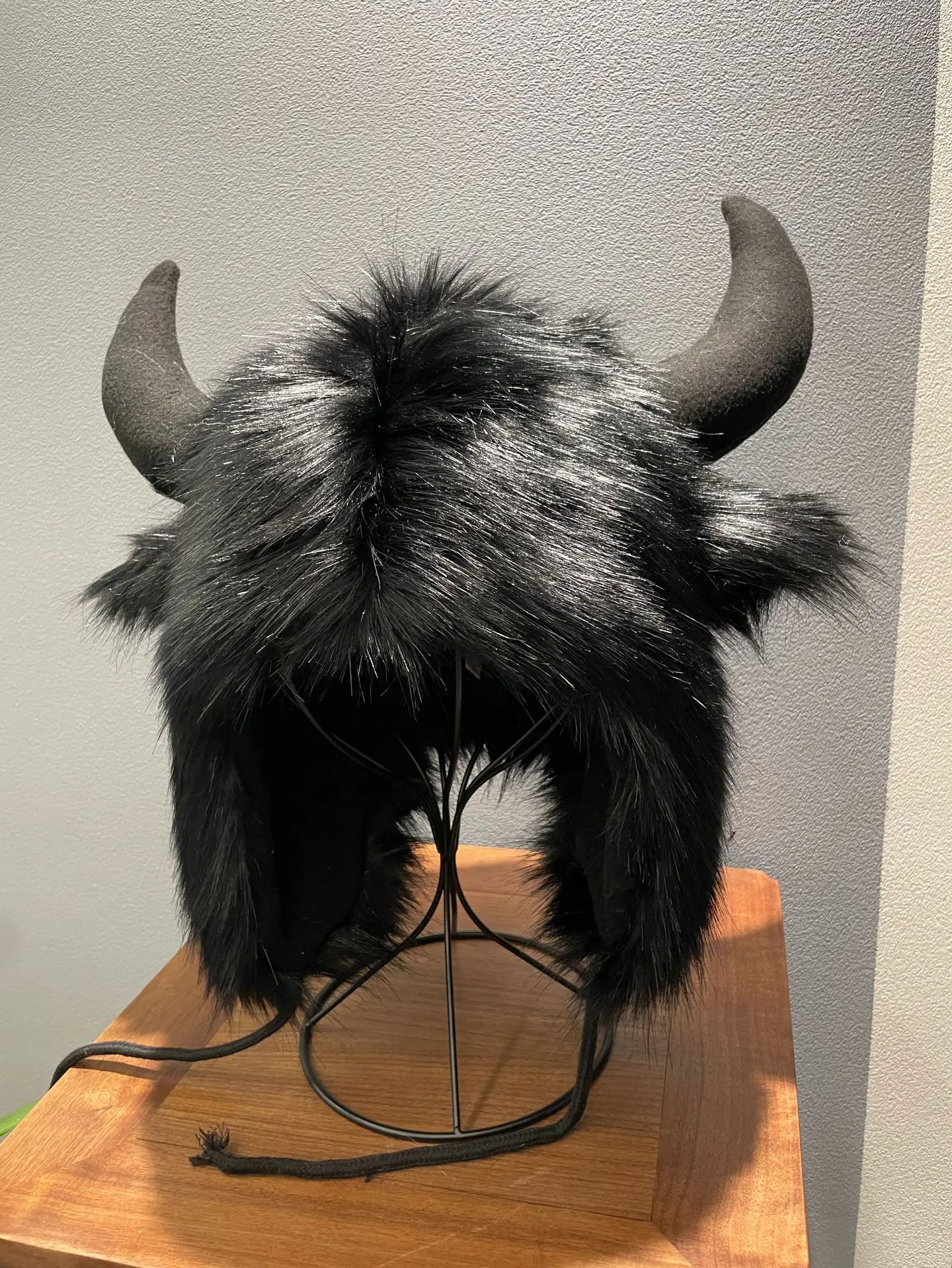Imitation Fox Fur Cow Horn Decoration Cap Winter Warm Ear Protection Wind Snow Women Men Halloween Party Cosplay Hat