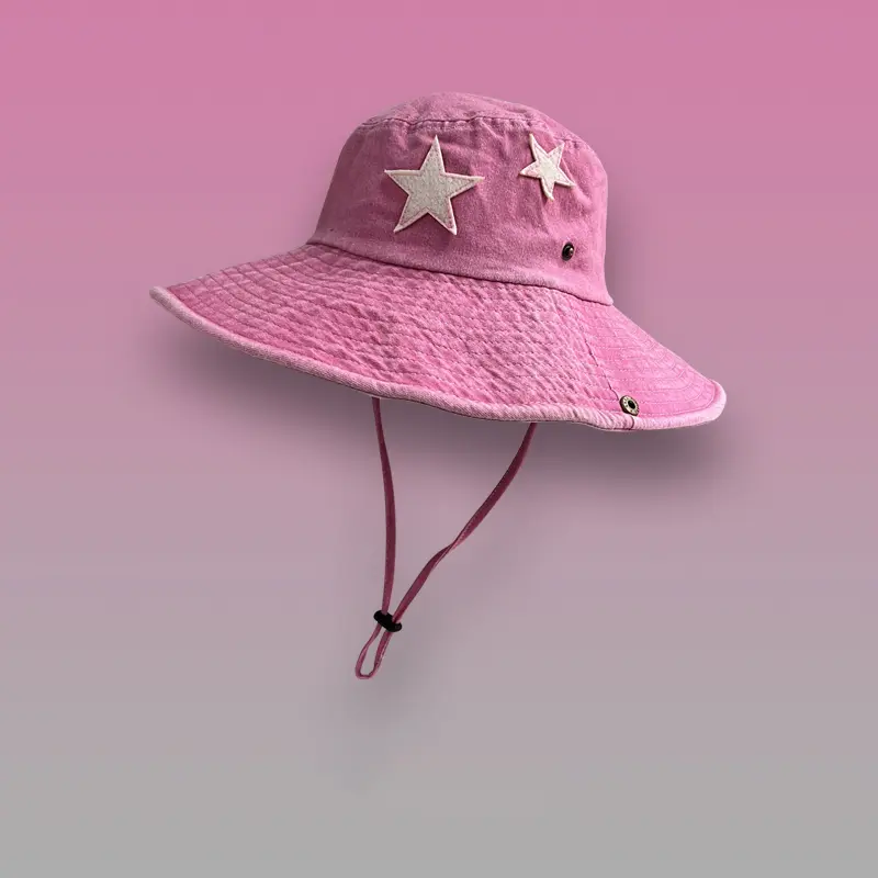 2023 Vintage Pink Stars Western Cowboy Hat Women Summer Sunscreen Mountaineering Cap Outdoor Camping Fisherman Hats for Man