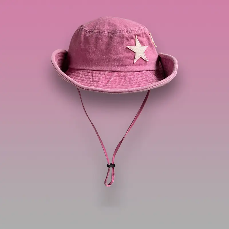 2023 Vintage Pink Stars Western Cowboy Hat Women Summer Sunscreen Mountaineering Cap Outdoor Camping Fisherman Hats for Man