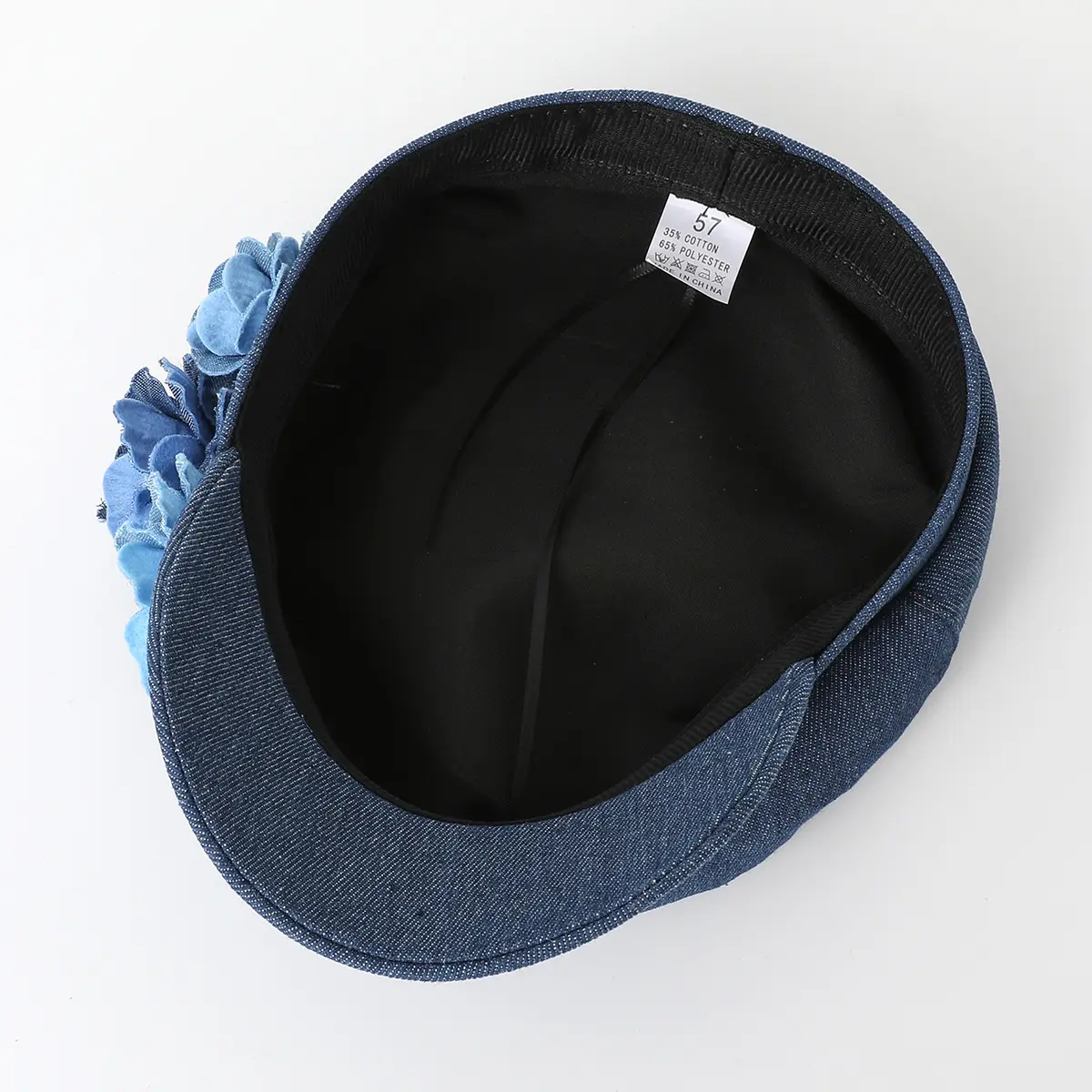 Cowboy Fashion Big Flower Elegant and Sweet Flat Top Navy Hat Student Hat Small Crowned Face Small Sunshade Hat
