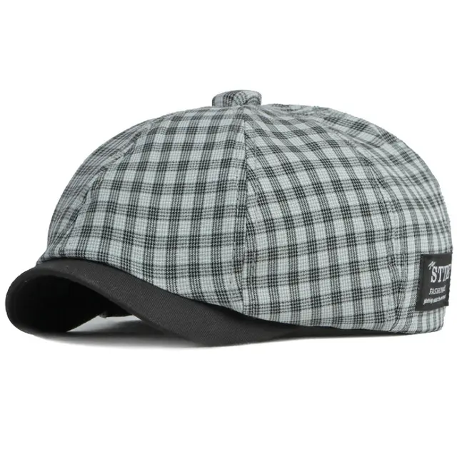 Elegant Art Octagonal Hat Men And Women Autumn And Summer Leisure Plaid Artist British Beret Retro Hat