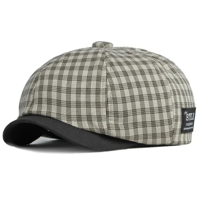 Elegant Art Octagonal Hat Men And Women Autumn And Summer Leisure Plaid Artist British Beret Retro Hat