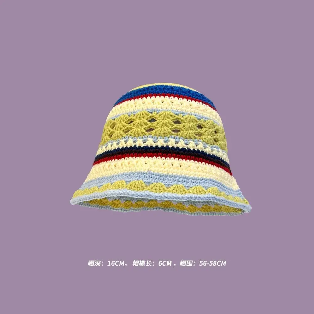 2023 Autumn New Crochet Korean Handmade Bucket Hat Women Weaving Knitted Hat  Fashion Flowers Autumn Winter Beanies Basin Cap