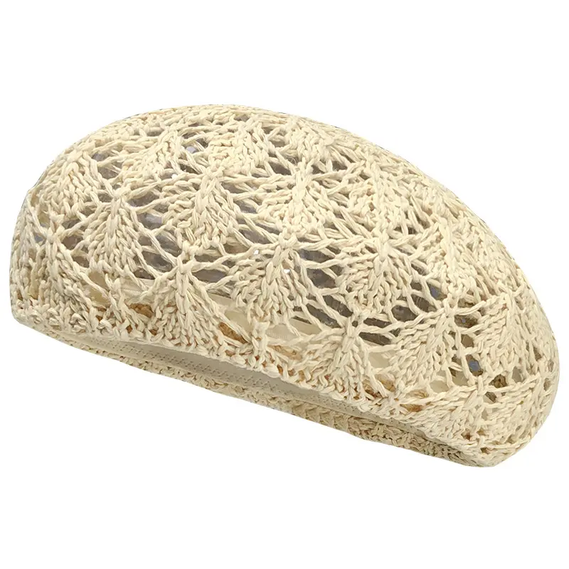 Fashionable Hollowed Out Grass Woven Beret for Children's Summer Korean Breathable Fashion Hat, Casual And Versatile Painter Hat