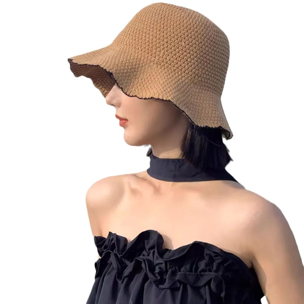 Japanese Lace Fisherman Hat, Women's Summer Sunshade Basin Hat, Korean Version Fashionable And Versatile Thin Knit Bucket Hat