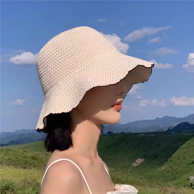 Japanese Lace Fisherman Hat, Women's Summer Sunshade Basin Hat, Korean Version Fashionable And Versatile Thin Knit Bucket Hat