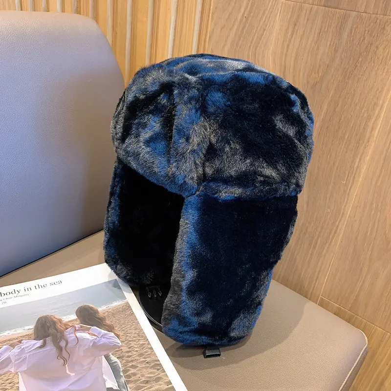 Women's Winter Thickened Warm Beanie Russian Caps Korean Fashion Ushanka Earflap Pilot Hat Women's Trend Bomber Hat Adjustable