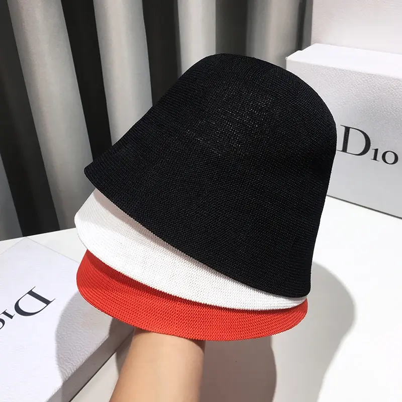 Summer Breathable Linen Cotton Thin Sun Hats Women Handmade Crochet Floppy Top Wide Brim Bucket Hat Female Foldable Panama Caps