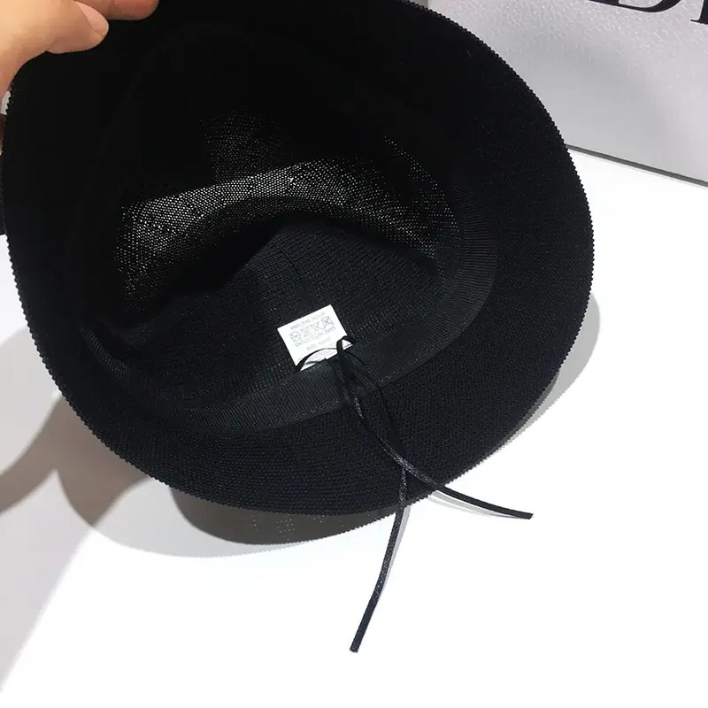 Summer Breathable Linen Cotton Thin Sun Hats Women Handmade Crochet Floppy Top Wide Brim Bucket Hat Female Foldable Panama Caps