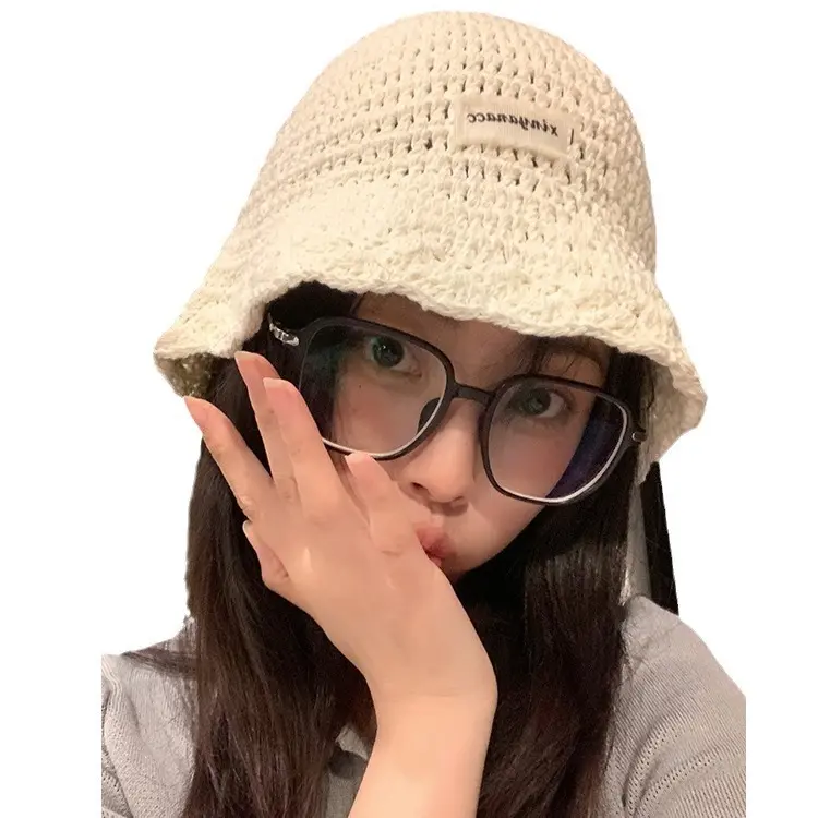 Japanese Sweet Fisherman Hat Women's Spring and Autumn Versatile Face Show Small Basin Hat Breathable Casual Knitted Hat