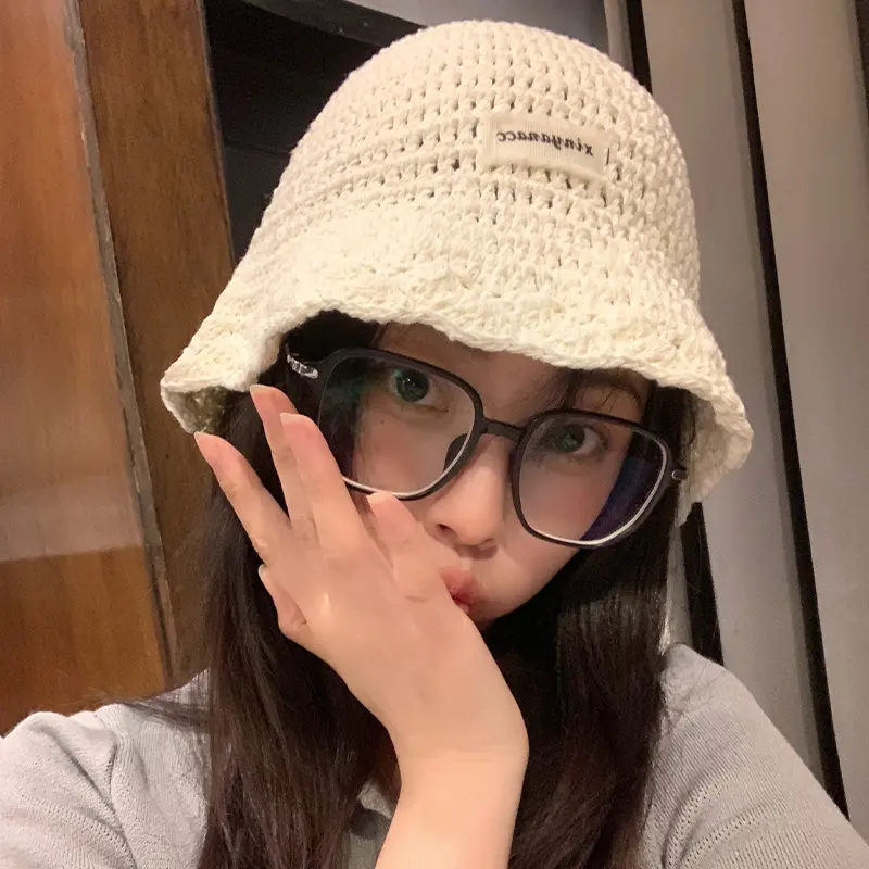 Japanese Sweet Fisherman Hat Women's Spring and Autumn Versatile Face Show Small Basin Hat Breathable Casual Knitted Hat