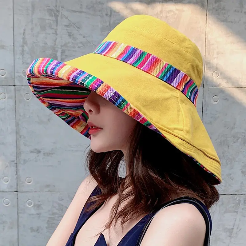 Retro Beach Hat For Women, Summer Sun Protection, Ethnic Style, Big Brim Hat For Outings, Sun Protection, Seaside Cool Hat