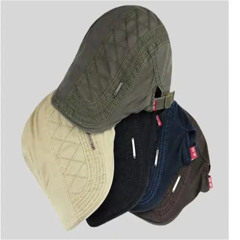 Men's Berets Boina Fashion Hat Masculina Plaid Style Gorro Casual Hats Cotton Boinas Solid Color Beret For Men Cap 6 Colors