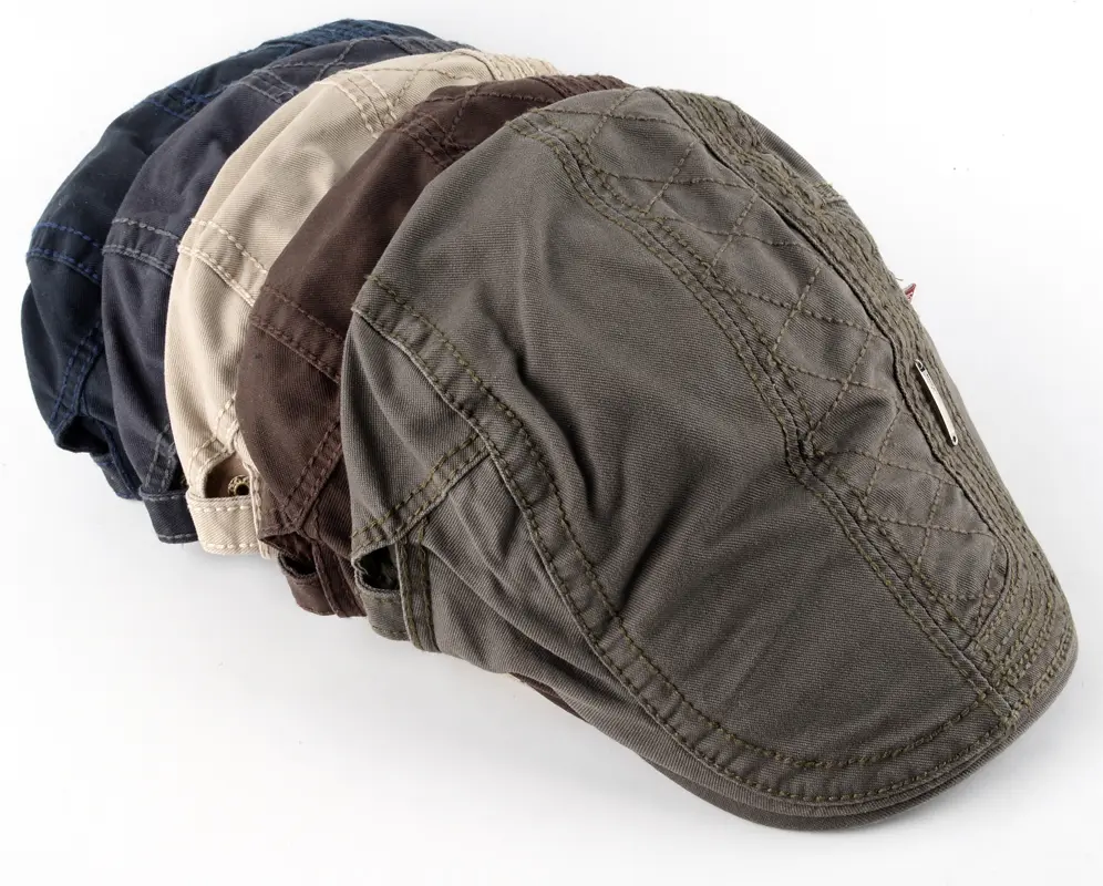 Men's Berets Boina Fashion Hat Masculina Plaid Style Gorro Casual Hats Cotton Boinas Solid Color Beret For Men Cap 6 Colors