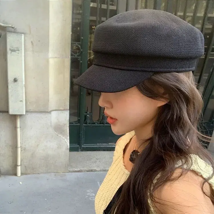 Spring And Autumn Minimalist Newsboy Hat Duck Tongue Hat Women's Casual Sun Shading artist hat Octagonal Hat