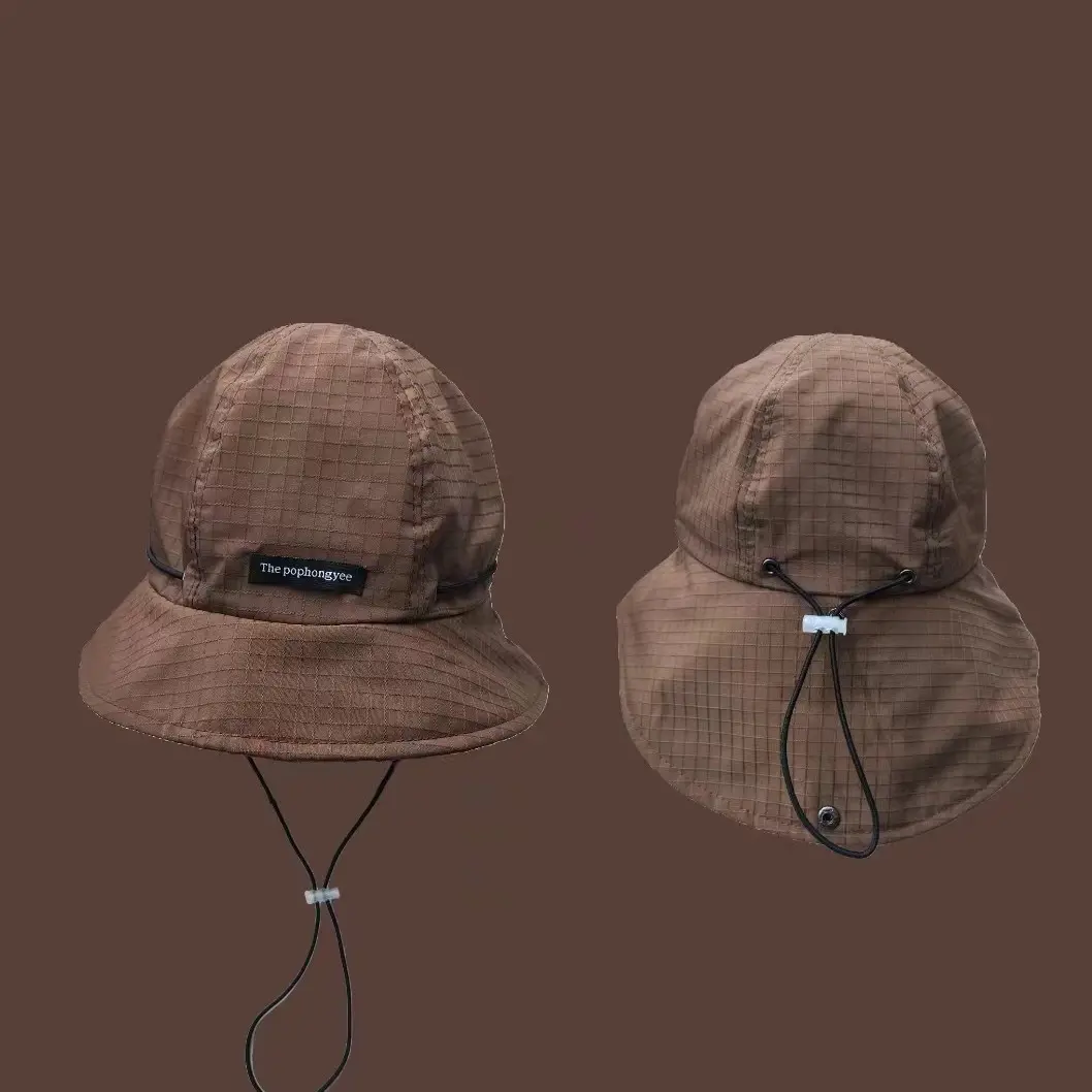 Japanese Drawstring Contrasting Fisherman Hat, Versatile For Outdoor Outings In All Seasons, Sun Shading And Sun Protection Hat