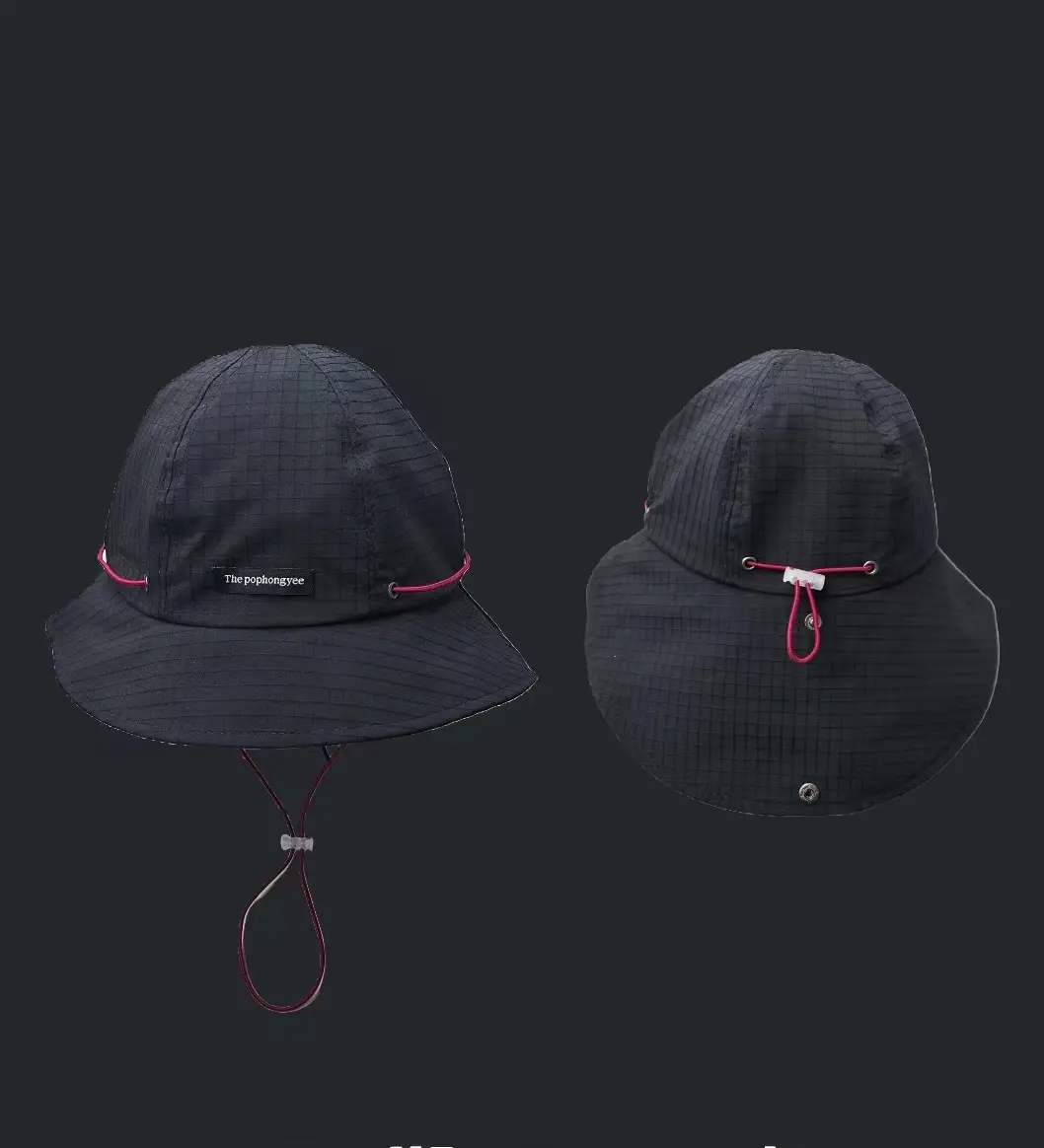 Japanese Drawstring Contrasting Fisherman Hat, Versatile For Outdoor Outings In All Seasons, Sun Shading And Sun Protection Hat