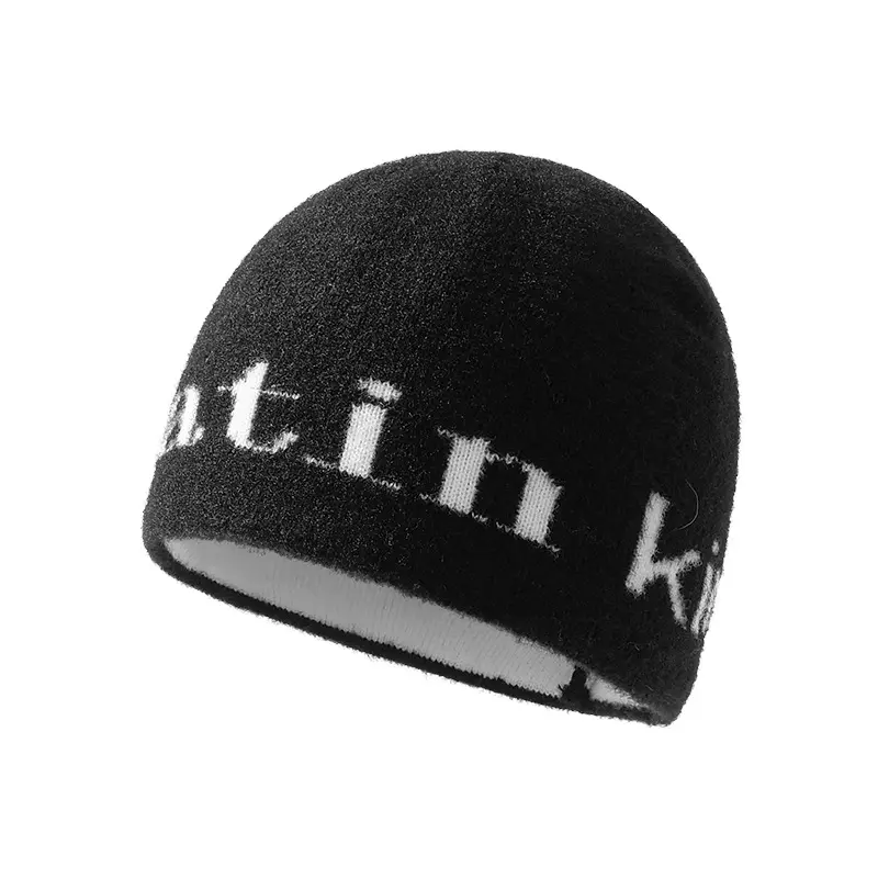 Thickened Knitted Hat Women's Autumn Winter Korean Style Ear Protection Warm Knitwear Men's Cap Style Bobblehead Yarn Material