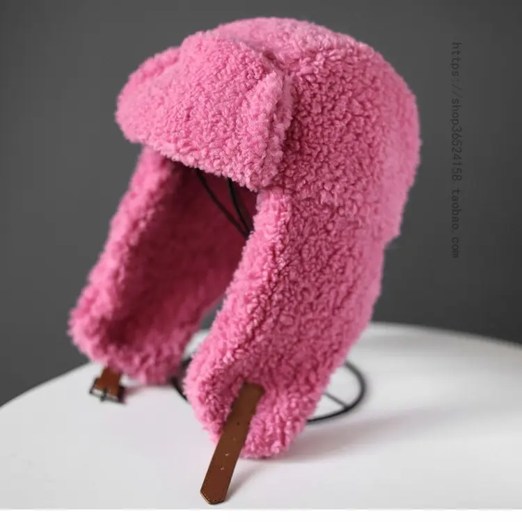 Lamb Fleece Lei Feng Hat for Men and Women Winter Cold Protection Ear Protection Korean Edition with Fleece Warm Hat