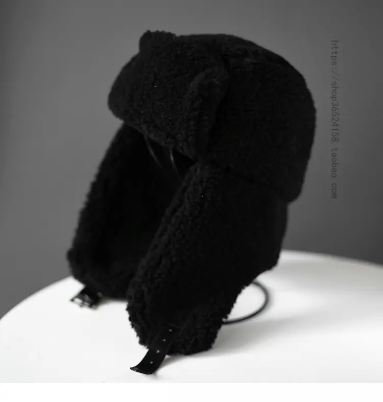 Lamb Fleece Lei Feng Hat for Men and Women Winter Cold Protection Ear Protection Korean Edition with Fleece Warm Hat