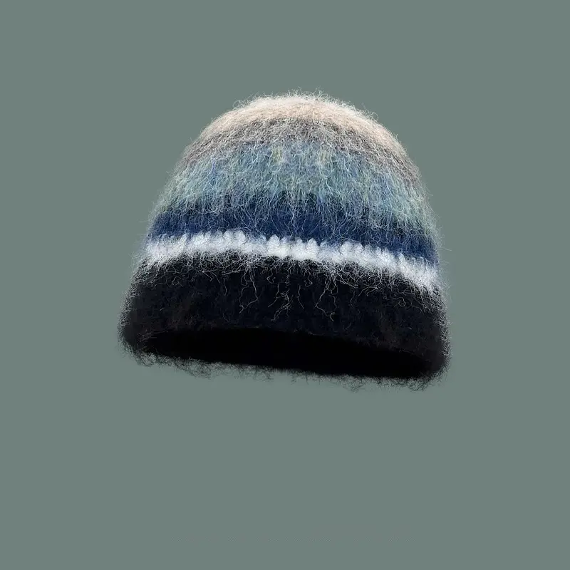 Korean Winter Hats For Women Rainbow Knitted Beanies Cute Hat Girls Pullover Hat Hip-Hop Street Caps Ear Protection knited Hat