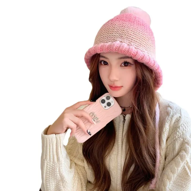 Colorful Woolen Hat For Children In Autumn And Winter, Cute Korean Tie Up Warm Knit Hat, Ear Protection Sleeve, Headband Hat