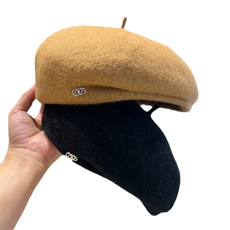 Spring and Autumn Fashion Beret Women's Autumn and Winter Woolen Robe Hat Korean Style Design Painter's Hat