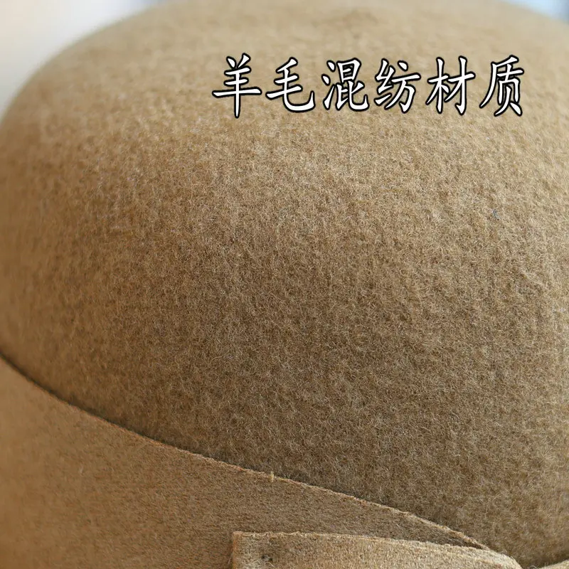 French Upturned Eaves Retro Bow Wool Blend Top Hat, Elegant And Socialite Temperament For Women, Autumn And Winter Fisherman Hat