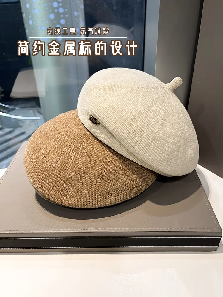 British Woolen Knitted Retro Beret Children's Autumn And Winter Light Luxury Show Face Small Artist Hat Styling Bud Hat