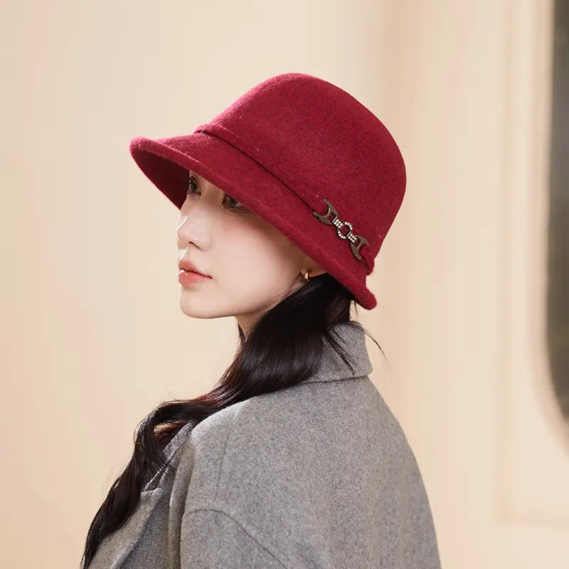 New High-End 100% Wool Fisherman Hat For Women In Autumn And Winter, Elegant And Fragrant Pot Hat, Outdoor Casual Warm Hat