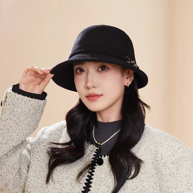 New High-End 100% Wool Fisherman Hat For Women In Autumn And Winter, Elegant And Fragrant Pot Hat, Outdoor Casual Warm Hat