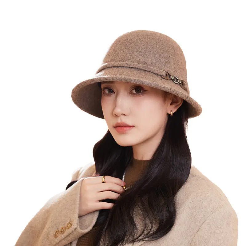 New High-End 100% Wool Fisherman Hat For Women In Autumn And Winter, Elegant And Fragrant Pot Hat, Outdoor Casual Warm Hat