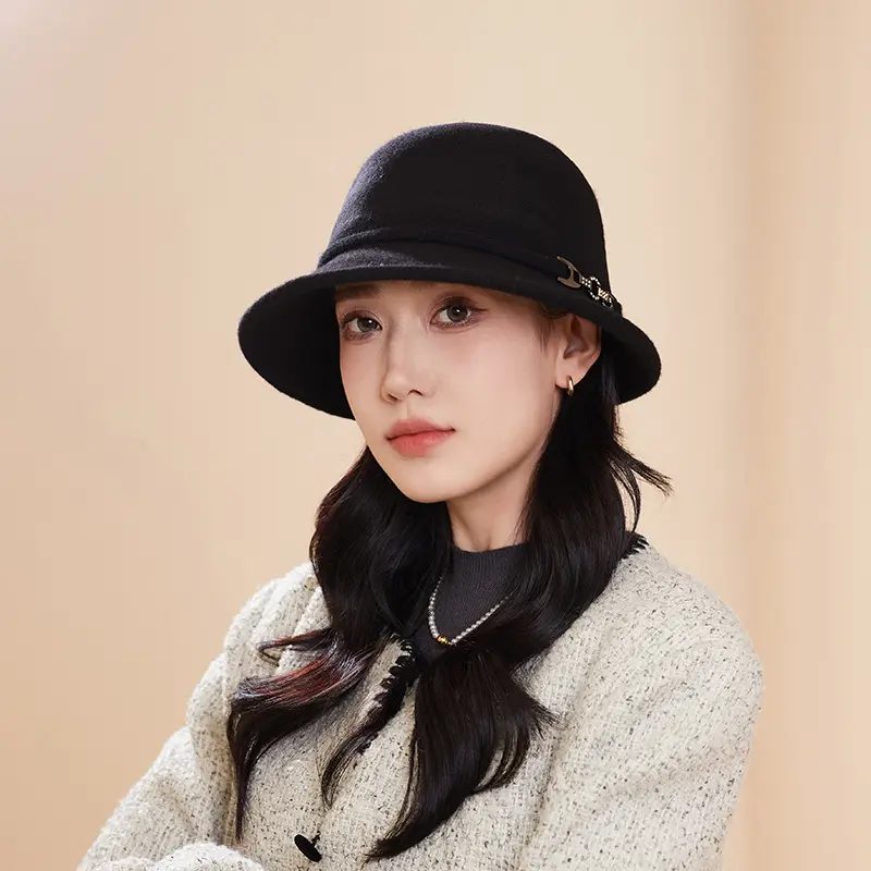 New High-End 100% Wool Fisherman Hat For Women In Autumn And Winter, Elegant And Fragrant Pot Hat, Outdoor Casual Warm Hat