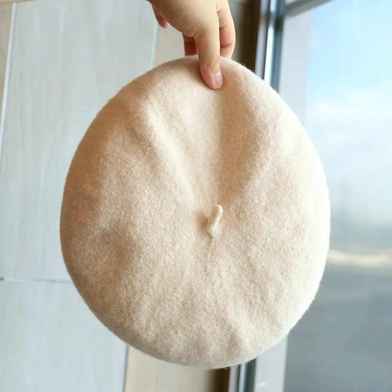 Beret Women's Autumn/Winter Korean Versatile Japanese Trendy British Woolen Robe Hat Retro Painter Hat Pumpkin Hat