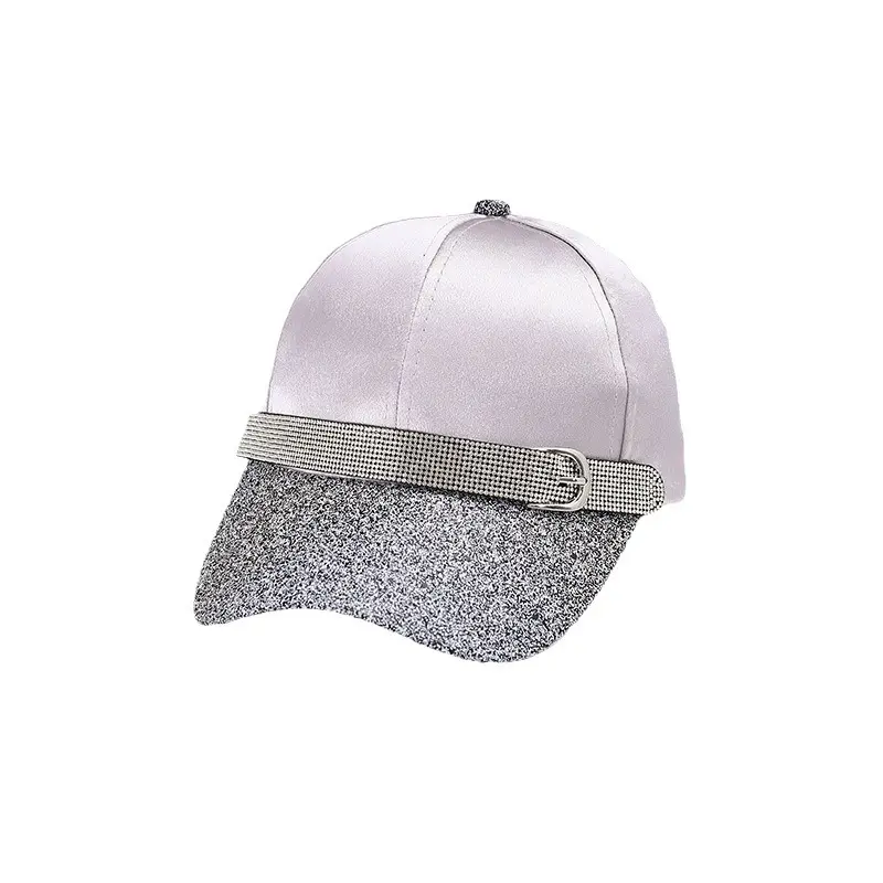 Casual Fashion Trend Bright Diamond Silk Baseball Cap, Women's Outdoor Shopping Vacation Versatile Duckbill Cap