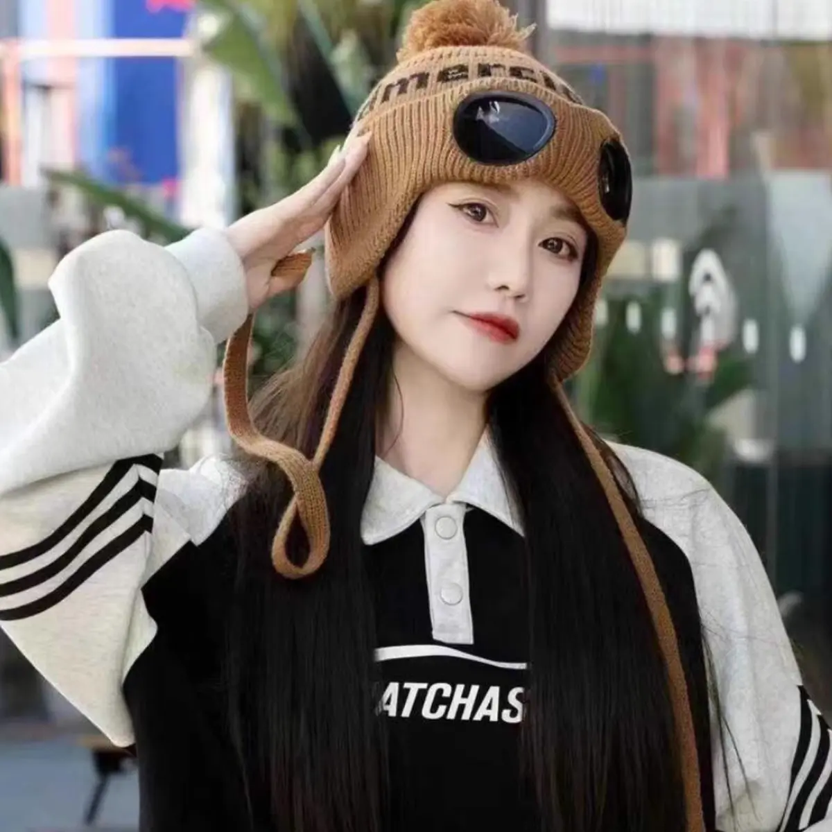 Winter Pullover Hat For Women With Glasses, Wool Ball Knitted Yarn Hat, Outdoor Cold Proof And Warm Ear Protection, Lei Feng Hat