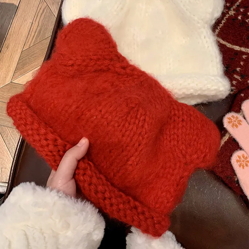 Knitted hat Autumn And winter Men's And Women's Fashionable Pullover Hat, Korean Version With Plush And Thick Knit Hat, Warm Hat