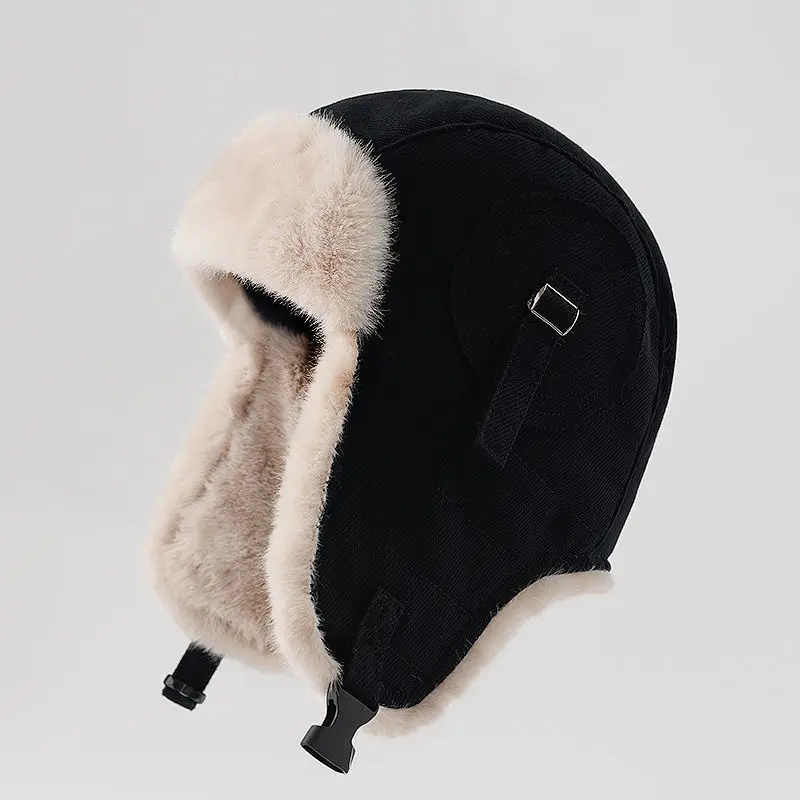 Japanese Retro Lei Feng Hat Children's Winter Korean Trendy Ear Protection Hat Northeast Skiing Cotton Hat Pilot Cycling Hat