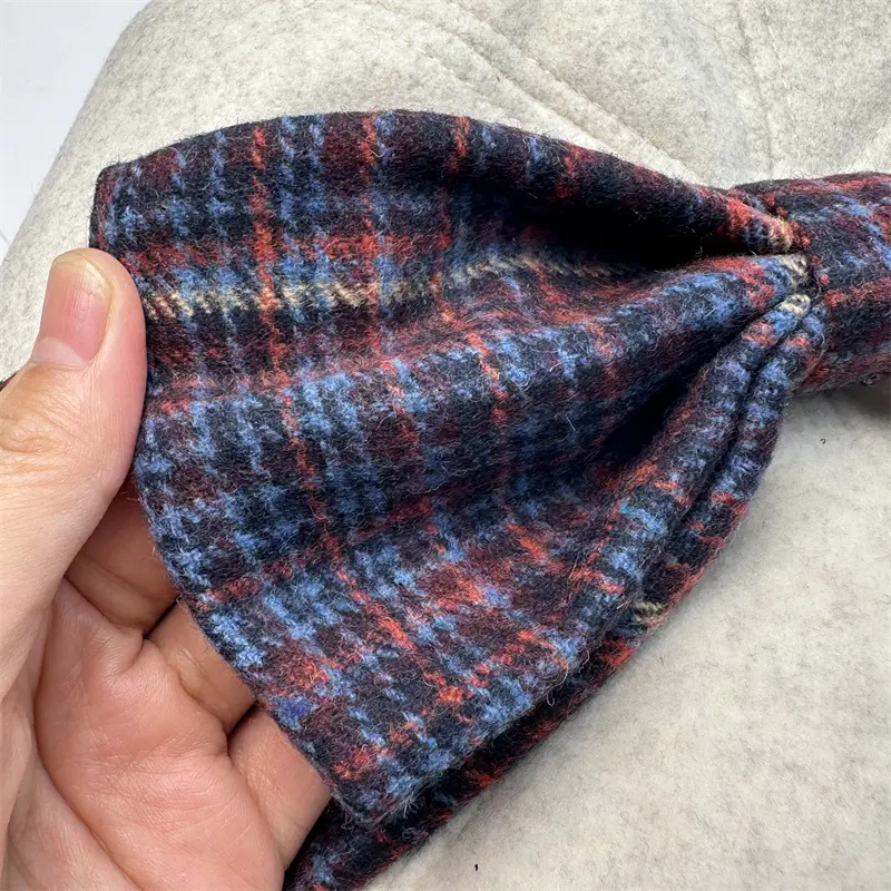 Winter New Woolen Plaid Big Bow Warm Beret Children's Korean Version Fashionable Face Enhancing Small Painter Hat