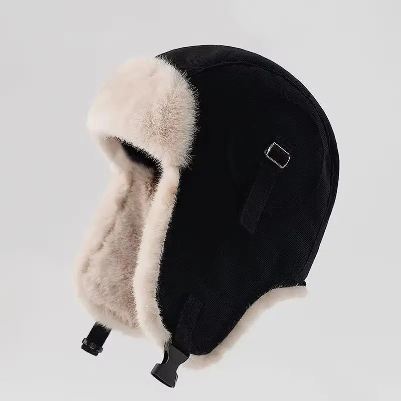 Japanese Retro Lei Feng Hat Children's Winter Korean Trendy Ear Protection Hat Northeast Skiing Cotton Hat Pilot Cycling Hat