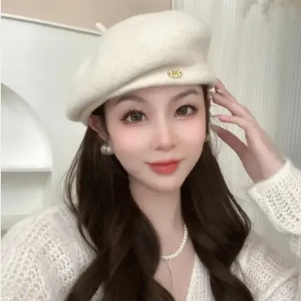Autumn and Winter Korean Knitted Beret Women's Fashion Versatile Street Photography Artist Hat Warm Temperament Hat