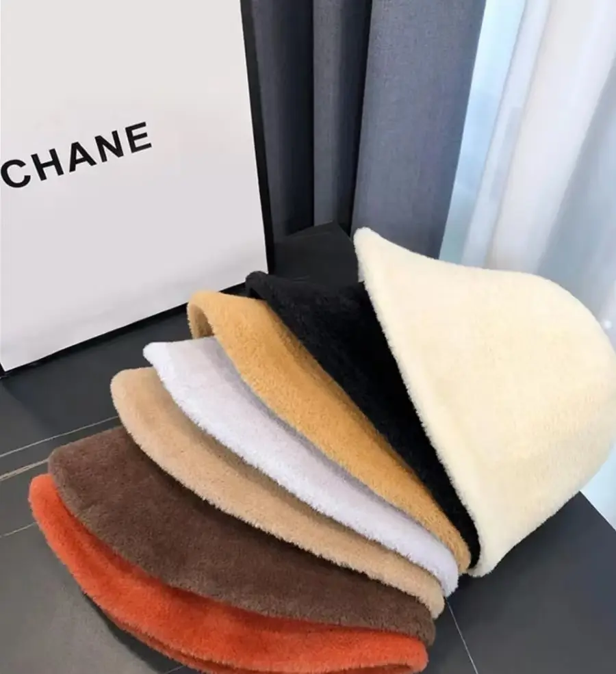 Autumn and winter plush fisherman hat, children's Korean version bucket hat, wool thickened warm basin hat