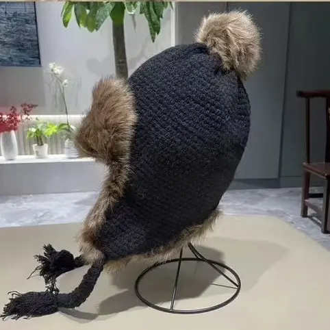 Lei Feng Hat Warm Winter Plush Ear Protection Cycling Knitted and Plush Korean Edition Cold resistant Knitted Hat