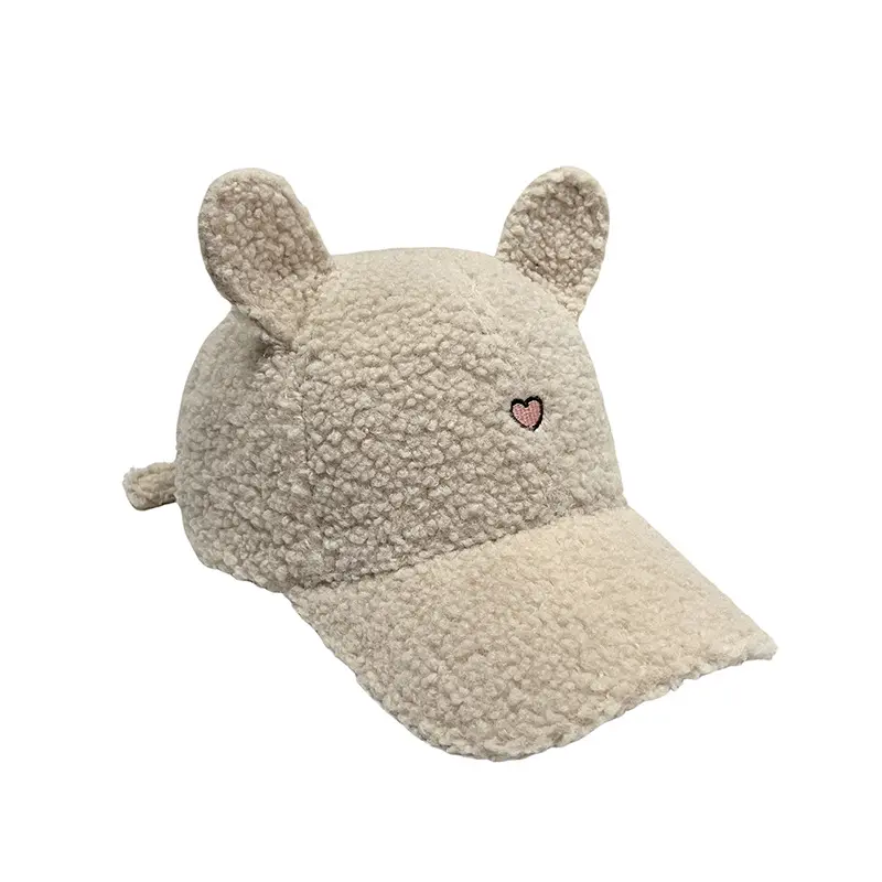 New Cartoon Embroidered Baseball Cap For Women, Versatile For Autumn And Winter, Korean Version, Warm Rabbit Ear Duckbill Cap